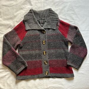 Style & Co. Gray and Red Striped Cardigan